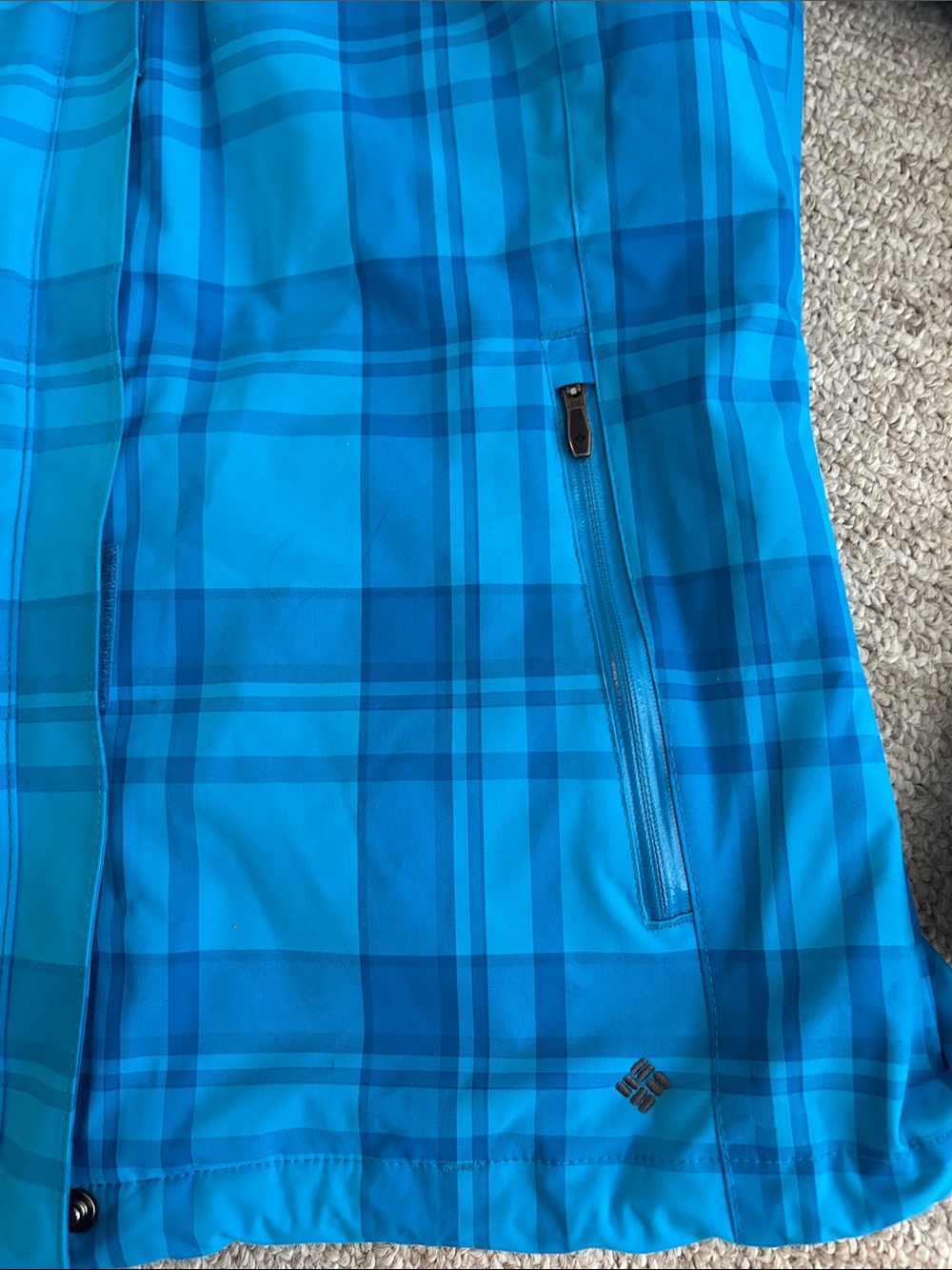Columbia Interchange Blue Plaid Women's Hybrid Jacket with Zip Pockets - Picture 2 of 9